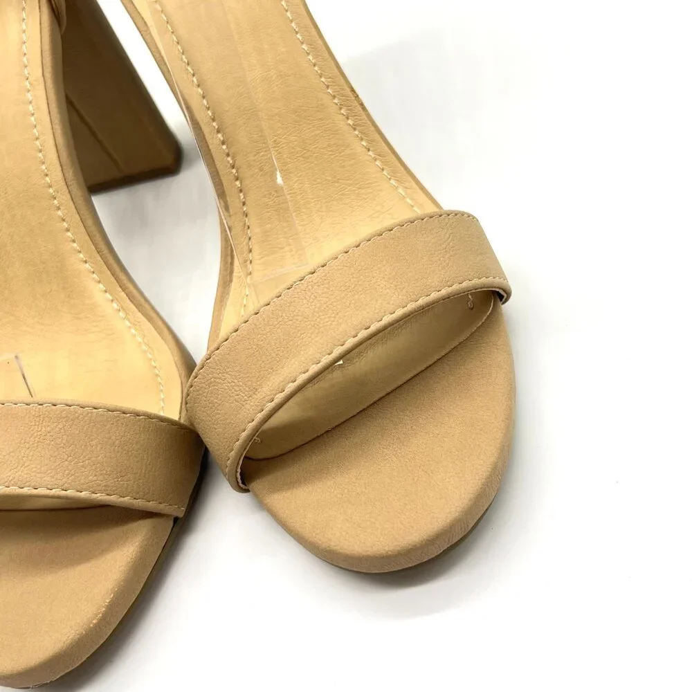 J. Adams Womens Size 9 Tan Beige Nude Neutral Block Heels Sandals Shoes‎